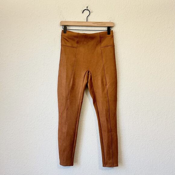 SPANX Faux Suede Legging Caramel Brown HR Ankle Shapewear Pants - Picture 5 of 12